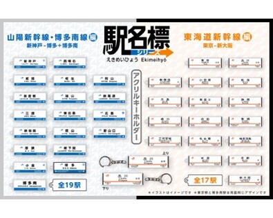 東海道・山陽新幹線 全36駅 駅名標アクリルキーホルダー登場！知る人ぞ